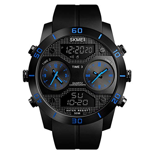 Preisvergleich Produktbild Qqzmd 1470 Herrenuhr Multifunktions-Bergsteigen Outdoor-Sportarten wasserdicht leuchtende Spezialeinheiten elektronische Uhr (schwarz) 3259 (Color : A)