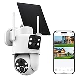 BRYTEGAZE Security Cameras Wireless Outdoor 6MP Dual Lens Solar - 355° Pan & 120° Tilt, Outdoor Camera Wireless with 2K Resolution, Color Night Vision, Two-Way Audio, AI Detection, No Monthly Fee