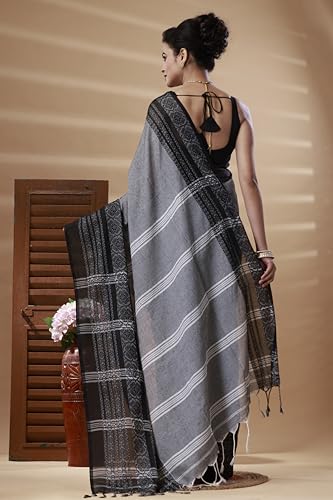 Image of eC ESHA'S COLLECTION Women's Cotton Blend Begumpuri Handloom Saree With Unstitched Running Blouse Piece