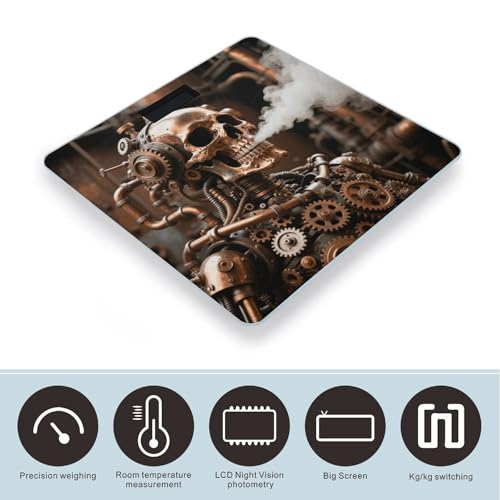 Báscula digital de baño Steam Punk Metal Skull 400 lb miniatura 3
