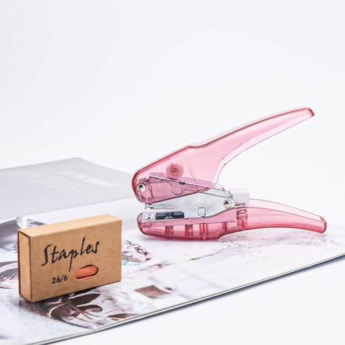 Image of NatSumeBasics Pink Plier Effortless Stapler & 1000 Rose Gold Staples 25 Sheets Capacity Heavy Duty Manual Staplers for Office Accessories