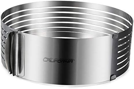 Cade Cake Leveler-Cake Slicer -Cake Mold Adjustable Stainless Steel Cake Ring-Cake Layer Slicer (Silver)