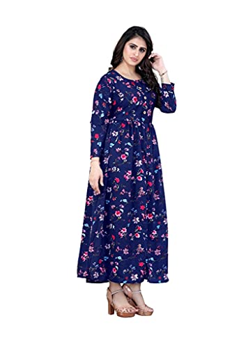 Image of H.E HAMZA ENTERPRISER Printed Crepe Material Brown Western Dress For Women