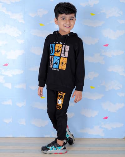 Image of The Mom Store Kids Sweatshirt With Joggers Set| Cotton With French Terry | Cute Prints | Warm | For Boys & Girls | Trendy Winter Sets For Kids | Hoodie And Sweatpant Set