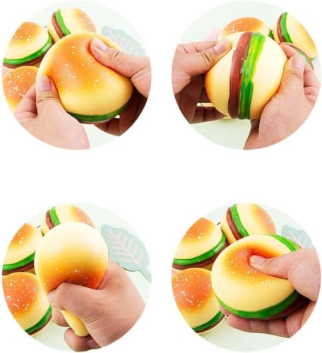 Image of Burger Squishy Toy, Soft Squeeze Fidget Toys with Colorful Food Designs, Burger Novelty Toys for Boys & Girls, Stress Relief Squeeze Toys for Home, Travel & Play, Pack of 1