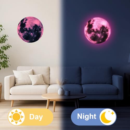 Sticker lunar fosforescente para techo 40 cm rosa miniatura 3