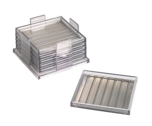 interDesign Forma Square Coasters, Set of 6 with Holder, Clear