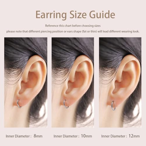 Image of 316L Surgical Steel Endless Hoop Earrings with 16g Tube for Women Silver /Gold /Rose Gold /Black 8mm /10mm /12mm