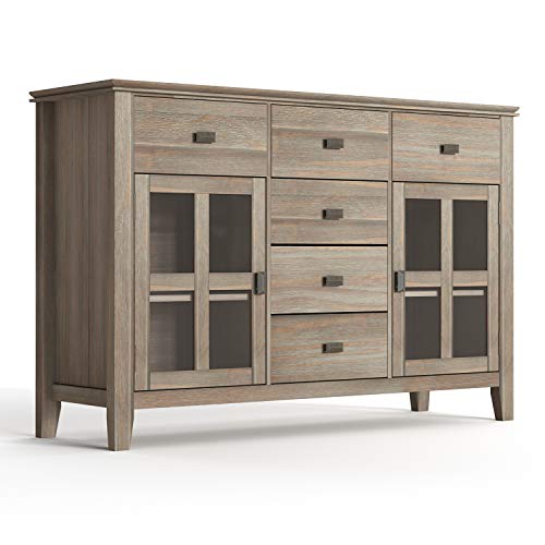 Simplihome Artisan Solid Pine Wood 54 Inch Transitional Sideboard Buffet Credenza In Distressed Grey Features 2 Doors, 6 Drawers And 2 Cabinets With Large Storage Spaces #TOP28