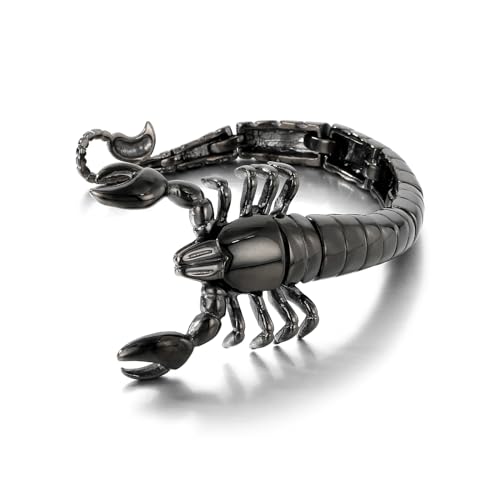 316L Stainless Steel Scorpion Centipede Mens Bracelet Bangle Vintage Punk Silver Black Bracelet for Men Polished Mens Jewelry Gift for Him