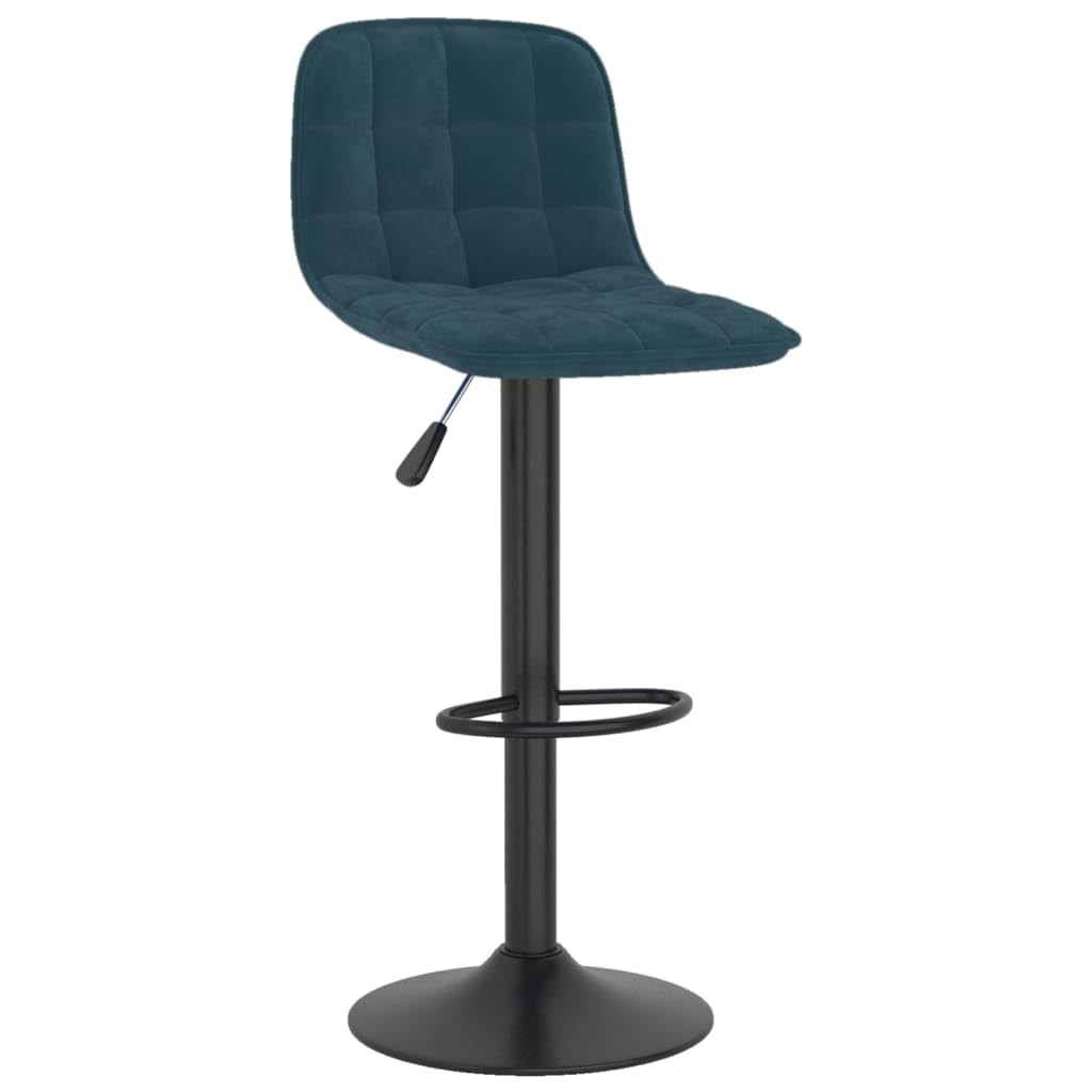 Lot de 2 tabourets de bar en velours bleu, réglables en hauteur, pivotants, avec repose-pieds, pour cuisine, salle à manger, salon et restauration, rembourré, structure stable, peu encombrant