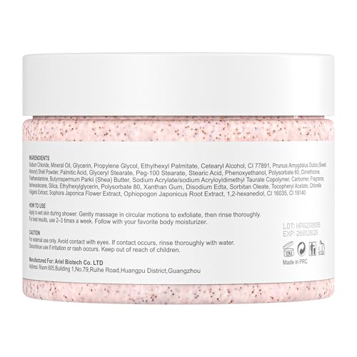 DR.YIMAN Pomegranate Body Scrub Exfoliator – Shea Butter & Sweet Almond Shell Exfoliating Body Polish for Dry, Rough Skin – 10.58 oz — view 2