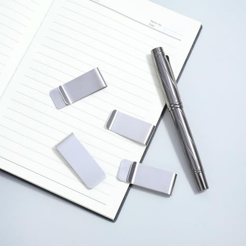 12 PCS Silver Slim Cash Clip Stainless Steel Money Clip Minimalist Front Pocket Wallet Clips Small Men's Metal Wallet Cash Money Credit Business Card Holder for Men Women Cash Receipt Note4