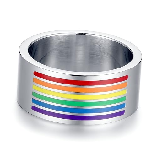 Holibanna Edelstahl Regenbogen Ring Drehbar Lgbt Schmuck Für Schwule Lesben Pride Party