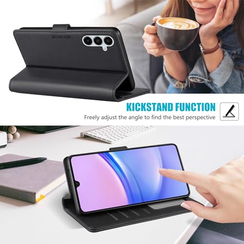 Kuafcase for Samsung A15 4G/5G Case with 4 Card Slots Magnetic Closure Kickstand Shockproof Protective Phone Case for Samsung Galaxy A15 - Black Kuafcase for Samsung A15 4G/5G Case with 4 Card Slots Magnetic Closure Kickstand Shockproof Protective Phone Case for Samsung Galaxy A15 - Black