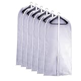 Garment Bag Clear, Dust Bags Cover Moth Proof for Clothes Storage Suits Dress Dance Zippered Breathable Pack of 6