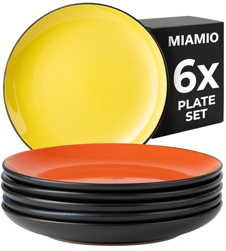 MIAMIO – 6 teiliges Teller/Speiseteller Set aus Steingut Keramik...