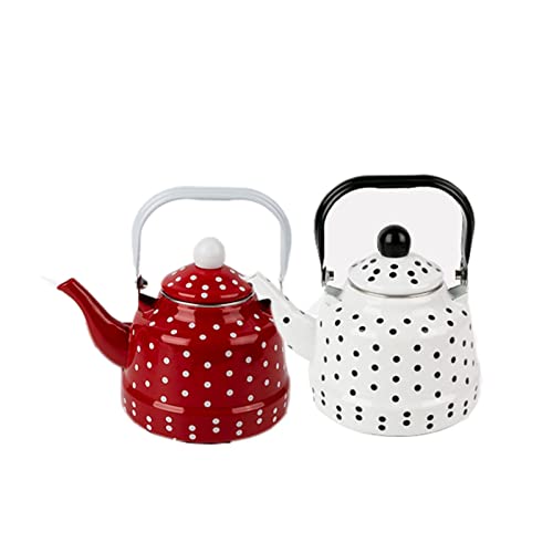 Consejos y comparativas para Comprar Fogón antiguo los mejores 10. 27 DAPERCI Cafetera 2.5L Hervidor de Agua esmaltado, Fabricación de té, Campana Antigua, Mini hervidor doméstico, Cafetera, Cocina de inducción esmaltada Teteras para fogón
