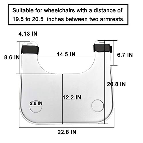 Wheelchair Tray Table With Cup Holder, Removable Wheelchair Lap Tray, Medical Portable Wheelchair Desk Accessories For Eating, Reading, Resting, Fits Wheelchair Arms Of 16" - 20", With Secure Straps #TOP1