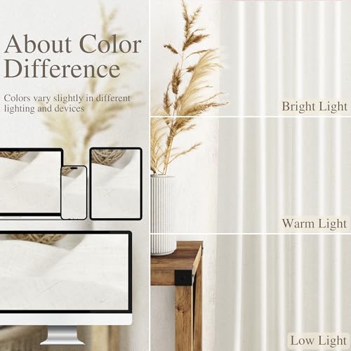 Image of Nanspring Linen Curtains 84 Inch for Living Room Back Tab Neutral Linen