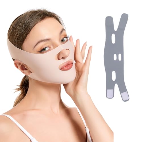 UENXRXE 1 Piezas Chin Strap, Reductor De Papada, Papada Reductor Mujer, Correa Adelgazante Facial, Facial Adelgazante Correa, Vendaje Estiramiento Facial V Line Lifting Máscara Correa(2)