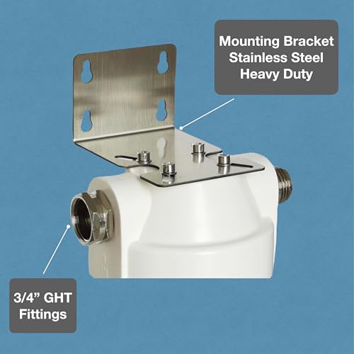 Image of Uni X1 Clear RV Water Filter Housing with High Efficiency Activated Carbon Filter 2.5X10 inch, Heavy Duty Stainless Steel Bracket