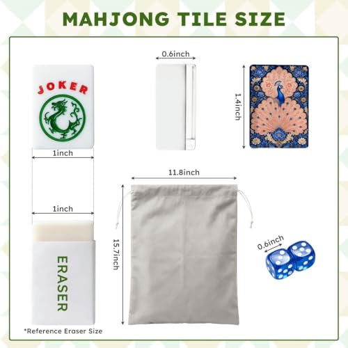 American Mahjong Tile Set Ornate Peacock Floral Mandala Royal Blue Pink Gold Baroque Decorative 166 Acrylic Mahjong Tiles 1.4" Large Mahjong Game Set with Bag and Accessories for Gift Travel Party - Image 2