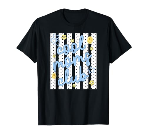 Stripes Cool Moms Club, Retro Floral Mama Mother's Day T-Shirt