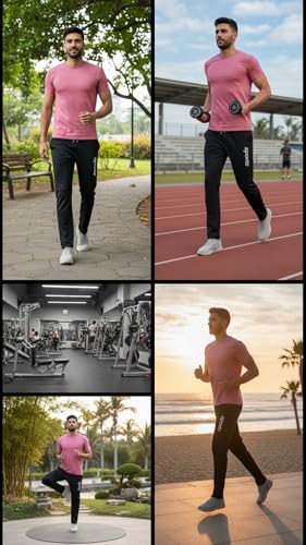 Image of EYSTONE Track Pants for Men || Activewear Pants || Men's Joggers Polyester with 2 Side Zipper Pockets Casual Trousers Stretchable (Sports | Gym | Yoga) (White Sports 1) (Pack of 1)