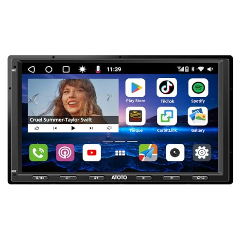ATOTOLIFE S8 8-Core 4G+32G Android Double Din Car Stereo, 4G LTE, WiFi/BT/USB Tethering, 7inch QLED Touchscreen Wireless CarPlay Android Auto, AI Chat Car Radio,2 Bluetooth, SCVC, DSP/HDMI Out