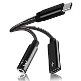 Samsung Galaxy S23 Headphone Adapter, 2 in 1 USB C to 3.5mm Audio Adapter & 60W Fast Charging Dongle