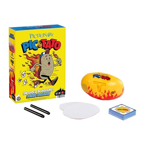 Mattel Games   Pictionary PIC Tato, juego de patata caliente con pistas en italiano, marcadores borrables y pizarras, habla y juega música, juguete para niños, 8+ años, JHC61