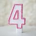 Number "4" Numerals Birthday Party Cake Candle - Glitter Pink & White