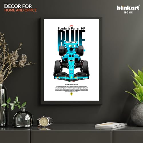 Image of BLINKART Scuderia Ferrari SF-23 CarFramed Posters Gift Items Boys Room Wall Decoration Bedroom Office Studio Synthetic Wood Frame & Acrylic Glass Ready to Hang - 12x8 Inch, (A4 Size) - CAR-257