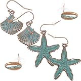 HOMSFOU Pendientes Colgantes de Estrella de Mar 3 Pares Pendientes para Exteriores Temática Oceánica de Concha Marina para Mujer Joyería de Moda Ligera y Elegante