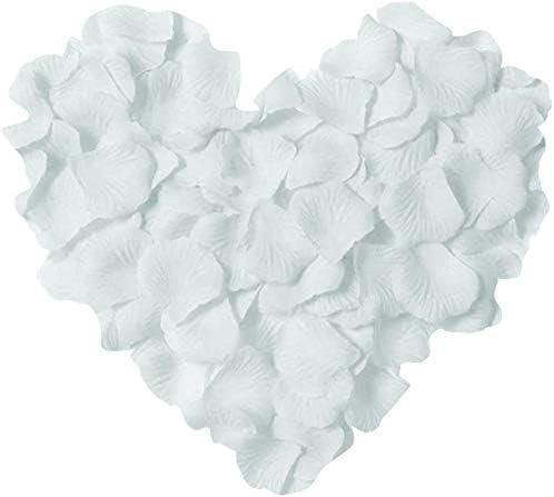 Pearshek 1000 PCS Rose Petals Artificial Flower Fake Rose Petals Romantic Decorations for Special Night Bath Valentine Day Wedding Event Party Weddings Birthdays(White)