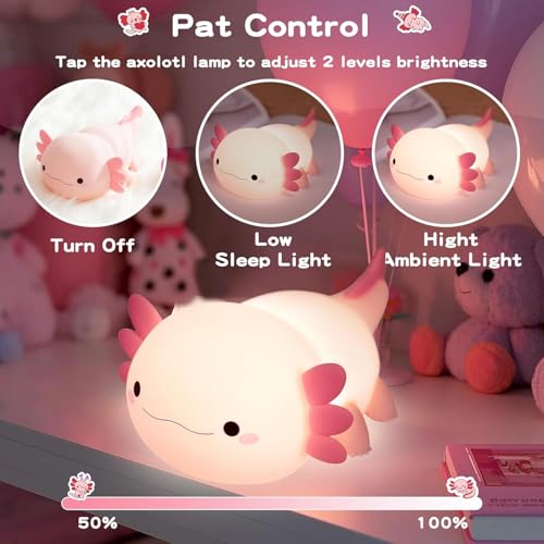 Image of One94Store Cute Axolotl Shape Silicone Electronic Toy for Kids, 7 Color Changing Squishy Soft Touch USB 1200mAh Rechargeable Toy, Fun Light-Up Kids Electronic Toy for Bedroom, Nursery Decor & Gift