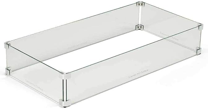 HPC Fire Rectangle Fire Pit Glass Wind Guard WG31X15-L, 31x15-Inch