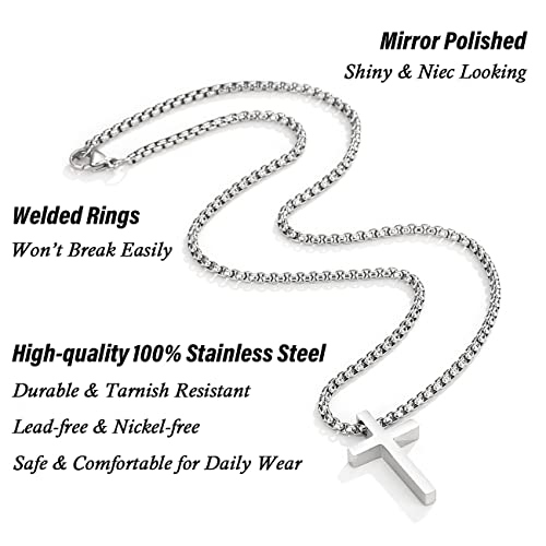 Unique Cross Necklace Gifts with Pull Out Gift Box for Son/Grandson/Dad/Love on Graduation/Father's Day/Birthday-Black/Silver(Various Sizes)3