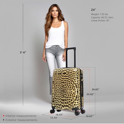 Image of InUSA Prints 26.82 inch Hardside Suitcase, 4-Wheeled Spinner, TSA Checkpoint Friendly, Cheetah Animal Print (IUAPC00M-CHE)