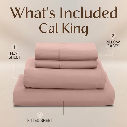 Image of Utopia Bedding California King Size Sheet Set - 4 Piece Bed Sheets, Soft and Breathable Microfiber, Includes 1 Fitted Sheet, 1 Flat Sheet and 2 Pillowcases - Oeko Tex (Blush Pink)