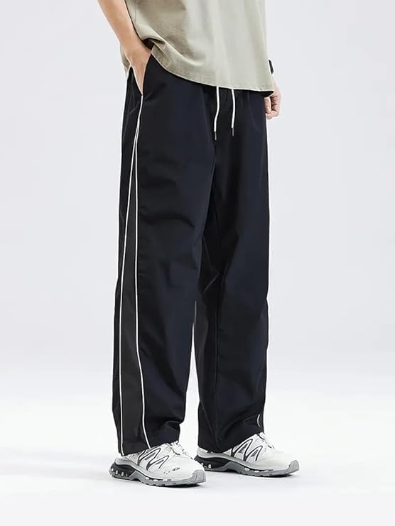 Image of O3e Light Fit Straight Fit Track Pants for Men High Rise Ankle Length Gym Lower Quick Dry Polyester Blend Sports Joggers Drawstring Zipper Running Training Casual Wear