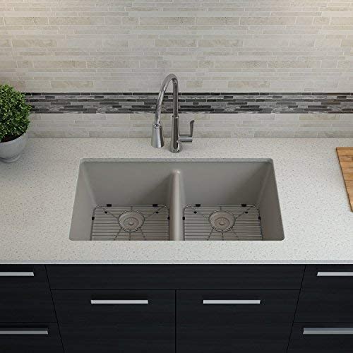 Lexicon Platinum Quartz Composite Kitchen Sink - Large Double Bowl (Lp-5050 Concrete) #TOP6
