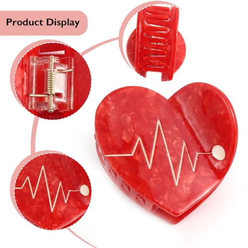 Nurse Cap Hair Claw, Red Heart Clip, Chill Pill Claw - Set of 3
