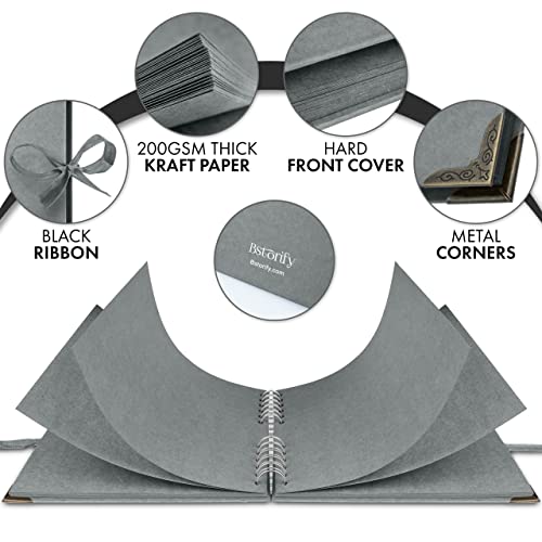 image for Bstorify Square Scrapbook Photo Albums 60 Pages (21 x 21 Cm) Grey Thic