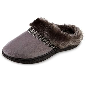 isotoner Women’s Microsuede Mallory Hoodback Slipper, with Memory Foam and Indoor/Outdoor Sole