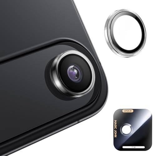 Image of MAGIC JOHN for iPhone Air Camera Lens Protector [Alignment Kit&1:1 Invisible Fit] 9H Aerospace Tempered Glass, Ultra HD, Metal Individual Ring，Case Friendly, Set of 2,Clear