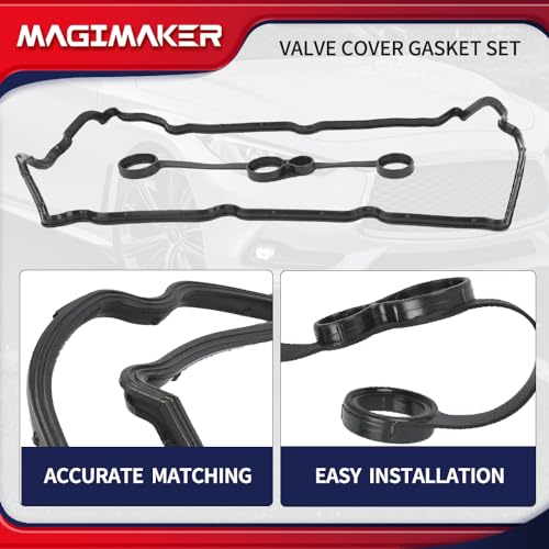 Image of Valve Cover Gasket Set Compatible with Infiniti G37 Q40 Q50 Q60 QX50 QX70 M37 FX37 2008-2019, Nissan 370Z 2009-2020 Replace 13270-EY01A 13270-EY01B 13271-EY00A, Black