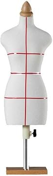 1/4 Female Mannequin Torso with Round Stand Wood Sewing Mannequins Body Tripod Stand Clothing Display Model for Sewing
