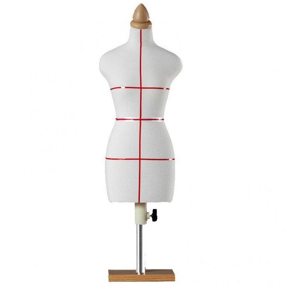 1/4 Female Mannequin Torso with Round Stand Wood Sewing Mannequins Body Tripod Stand Clothing Display Model for Sewing